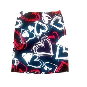New York and Company Black, Red, Pink and White Hearts pencil skirt